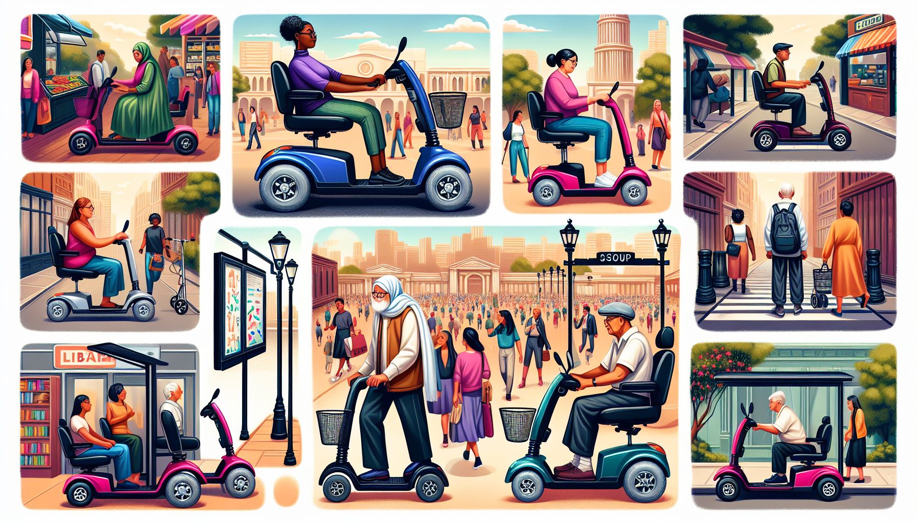 Scootmobiel met een winkelwagentje